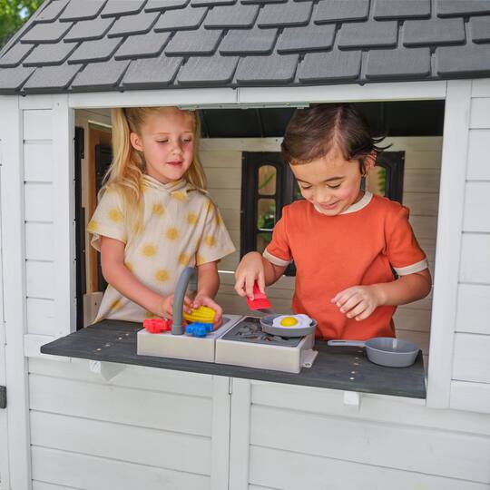 KidKraft White & Black Wooden Riverscape Playhouse Set